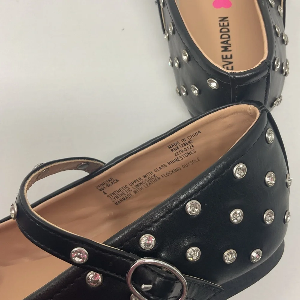 Steve Madden Kids Black Studded Mary Jane Shoes
